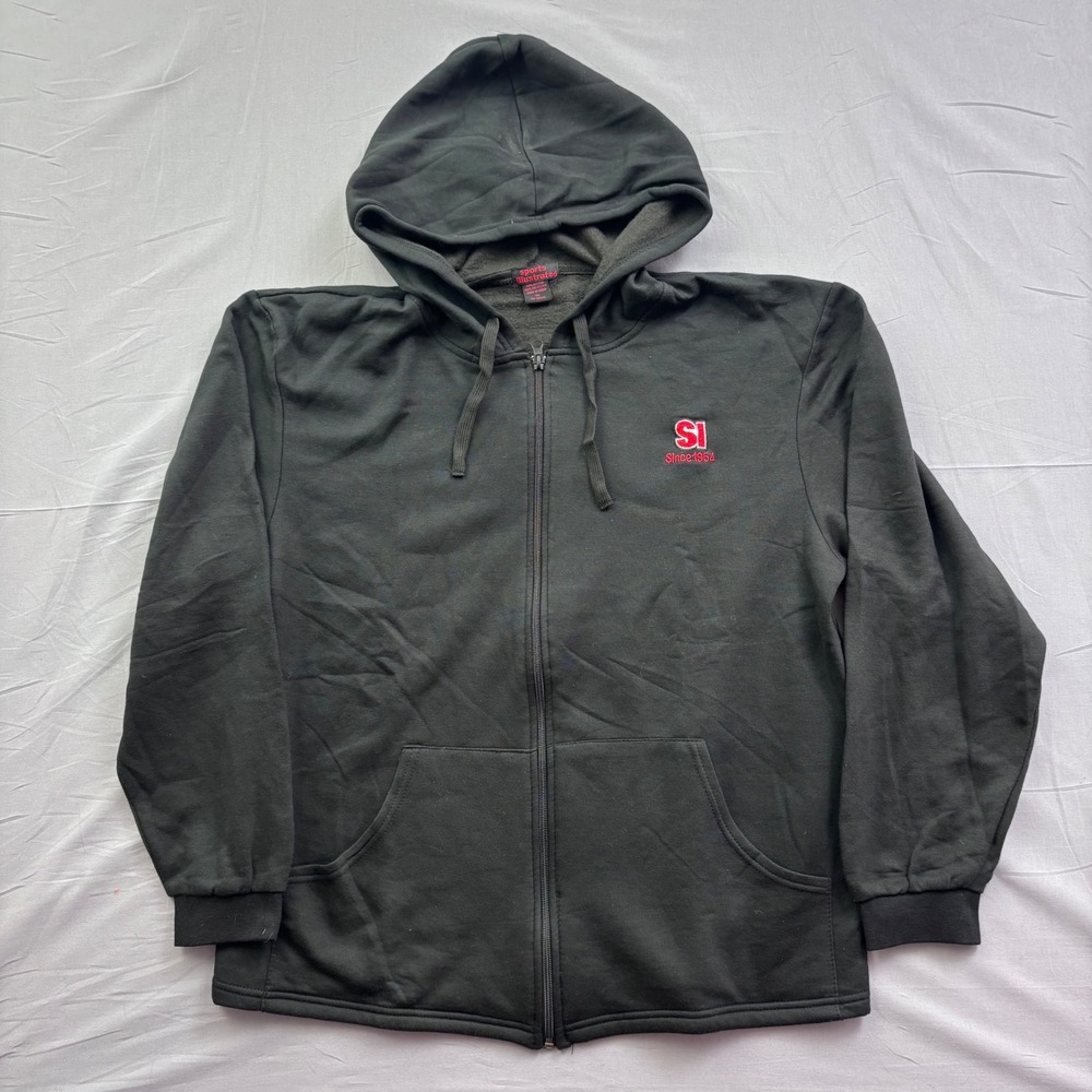 Sports Illustrated Mens XL Black Full Zip Hoodie SI Since 1954 Fleece Sweatshirt